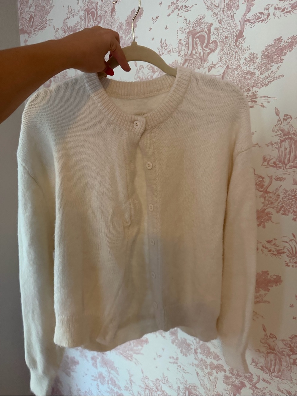 Daily Drills Cream Button-Front Women's Cardigan